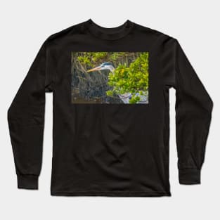 Great Blue Heron Hiding In the Mangroves Long Sleeve T-Shirt